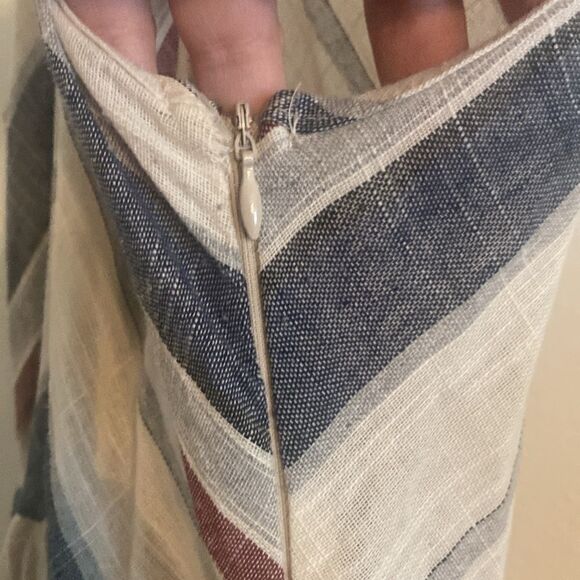 EUC Urban Outfitter LOVE+Harmony Stripe Woven Linen Blend Halter Neck Midi Dress - Picture 7 of 12